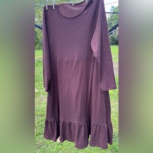 Womens long sleeve brown fall winter dress with pockets XL